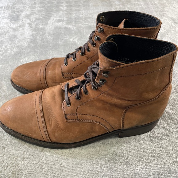 Thursday Boot Captain Men‎ 11.5 Brown Leather Lace Up Cap Toe Hand Made Nubuck main image 7